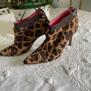 Animal print cow hide booties
